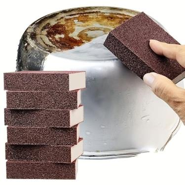 Imagem de Conjunto de borracha mágica de pano esmeril de 2 peças - esfregão resistente para calcário, remoção de ferrugem na cozinha, banheiro, piso e limpeza externa