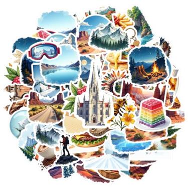 Imagem de 70 peças de decalques de paisagem de natureza, viagem, aventura, paisagem, adesivos de viagem, adesivos de papelaria detalhados para notebook, bagagem, celular, copo, mala, celular, bagagem, laptop
