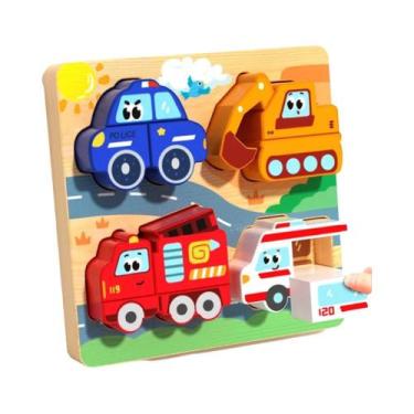 Imagem de Quebra-Cabeça 3D De Madeira 4 Em 1 Para Crianças Animais Em Desenho Br