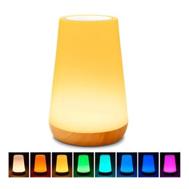 Imagem de Luminária LED Touch RGB, Abajur de Mesa com Controle Remoto, 8 Cores, Base Antiderrapante, Bateria 1500mAh, Carregamento USB, 15,2cm Altura