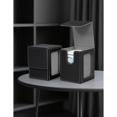 Imagem de Card Deck Box for MTG, Trading Card Storage Box with Commander Display Fits 100+ Double Sleeved, Organizer for CCG TCG Sports (Black&Gray)