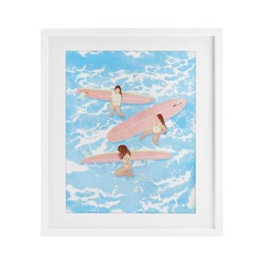 Imagem de Stupell Industries Impressão emoldurada branca trio Surfing Girls sob vidro, design de Ziwei Li, 21 x 17