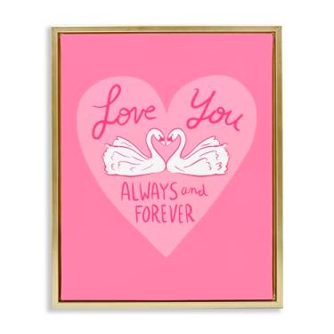 Imagem de Stupell Industries Always & Forever Swans Gray Framed Floater Canvas Wall Art, design por Juliet Meeks, 21 x 17