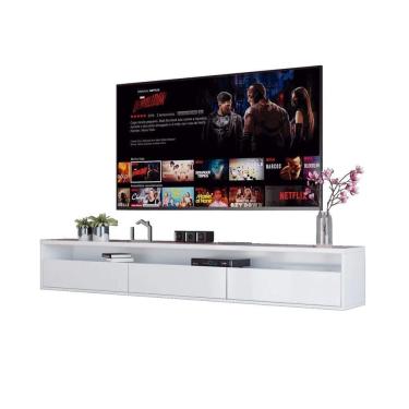 Imagem de Rack Suspenso Pequeno De Parede Ou Painel Para Sala De Tv Ou Quarto Life 1.12 - Branco - Moveisaqui