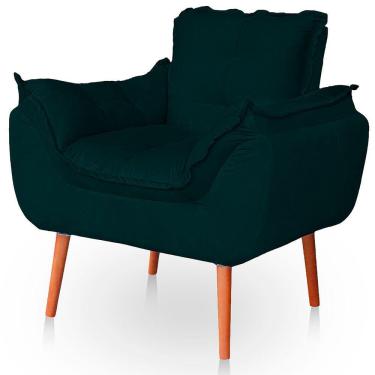 Imagem de Poltrona Opala Para Sala Confortável Resistente Veludo Verde