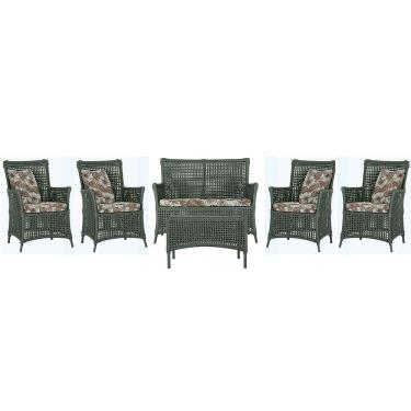 Imagem de Jogo Sofá 4 Poltronas E Mesa Igapó Preta E6 Trama Original Verde