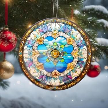 Imagem de Enfeites de Natal para pendurar, decoração de férias, decoração de acrílico, decoração de interiores de carro, enfeite de árvore de flores, artesanato para pendurar itens colecionáveis para festa em