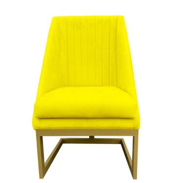 Imagem de Cadeira Para Sala De Jantar Ana Base De Ferro Suede Amarelo D'classe Decor
