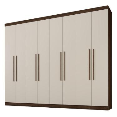 Imagem de Guarda Roupa New Premium 8 Portas 4 Gavetas 8 Prateleiras Imbuia Off
