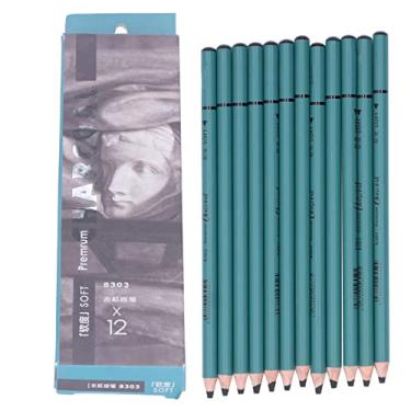 Imagem de Conjunto de lápis de carvão 12 unidades Premium Flexível Suave Desenho Materiais de arte para artistas Iniciantes Profissionais Lápis de carbono de madeira de faia de alta