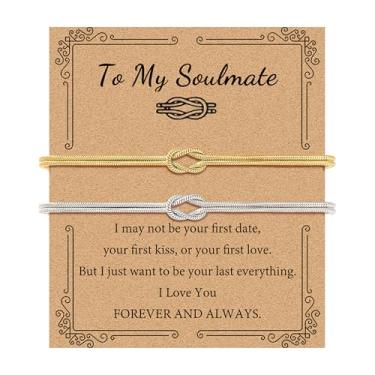 Imagem de Pulseiras combinando para casais, pulseira com nó de amor, promessa, alma gêmea, amizade, pulseiras para sempre, infinito, joias presentes para mulheres, adolescentes, ela, Small, Aço inoxidável, Sem