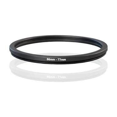 Imagem de Filtro adaptador de anel descendente de 86-77 mm, conjunto de anéis adaptadores de filtro de lente de câmera de metal universal preto para lentes de 86 mm a 77 mm filtros UV/CPL/ND conversores de capô