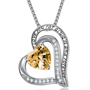 Imagem de Colares com pingente de cristal de pedra do mês de nascimento para mulheres, presente de aniversário dos namorados, dia das mães, colar de namorada, joia de coração de filha, aniversário para ela, ON