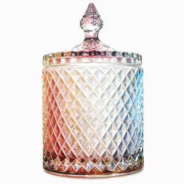 Imagem de YILUSHENGHUA Pote De Vidro Colorido Com Tampa, Recipiente Para Doces, Potes Biscoitos, Caixa Joias, Recipientes Biscoitos Buffet, Armazenamento Alimentos, Decorativo (Grande E Multicolorido)