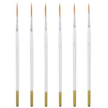 Imagem de 6 pincéis de tinta escrita para pintura acrílica, pincel de ponta fina, ponta fina #0#00#00#000, conjunto de pincéis de pintura em miniatura para pintura a óleo, aquarela e contorno de unhas
