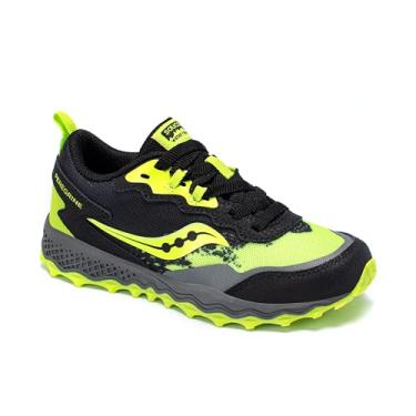 Imagem de Saucony Tênis infantil unissex Peregrine Kdz Shield, Preto/limão, 18