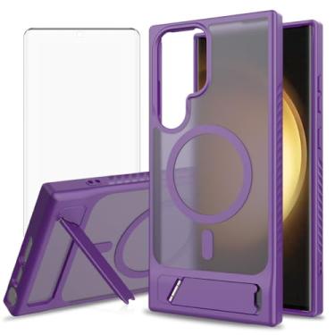 Imagem de Asuwish Capa de celular para Samsung Galaxy S23 Ultra 5G, compatível com Magsafe Magnetic, protetor de tela de vidro temperado, suporte à prova de choque, capa protetora para celular S23Ultra 23S S 23