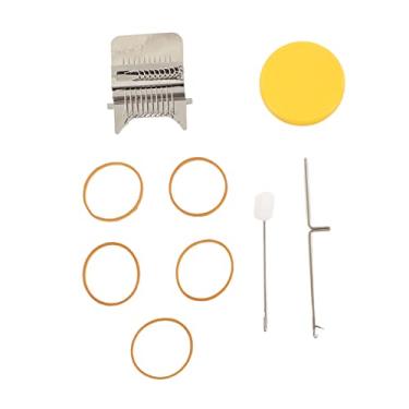 Imagem de Máquina de darning mini tear de madeira DIY ferramenta de costura com faixas de borracha Tear de darning portátil para roupas meias jeans acessórios de plástico de aço inoxidável (10 pinos)