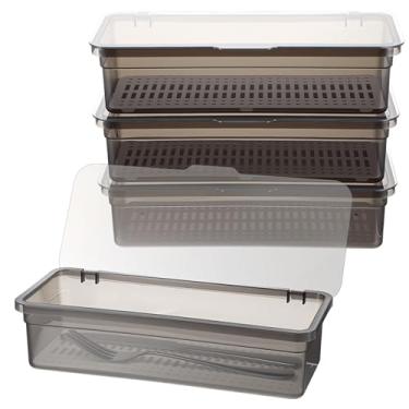 Imagem de Meyeyaia 4 peças de bandeja de talheres com tampa e escorredor, grande organizador de gaveta de utensílios de prata de plástico com tampa para cozinha e casa