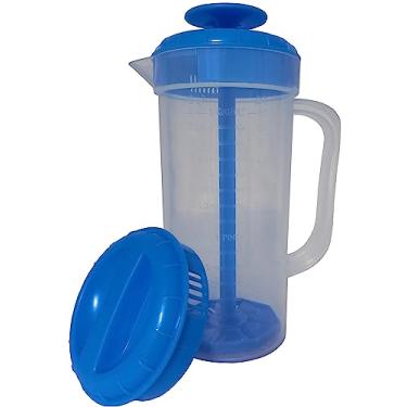 Imagem de JBK Pottery Misturador de molho para salada, capacidade de 1 litro, liquidificador de plástico com medidas, inclui tampa de mistura e tampa normal, emulsiona rancho caseiro, vinagretes, molhos