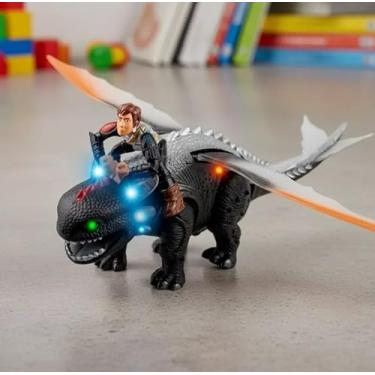 Imagem de Brinquedo Soluço Montado No Banguela Como Treinar Seu Dragão Luz Som