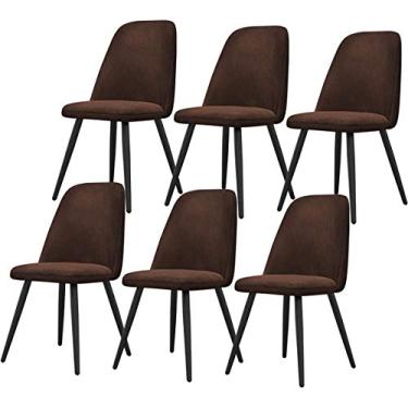 Imagem de Cadeira de jantar, cozinha, sala de jantar, móveis, cadeiras de veludo conjunto de 6 cadeiras de balcão de cozinha, cadeiras de canto para sala de estar com pernas de metal, assento e encostos de