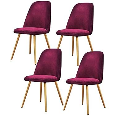 Imagem de Cadeira de jantar, cozinha, sala de jantar, móveis, conjunto de 4 cadeiras de jantar modernas de veludo, assento espesso, encosto almofadado, pernas de metal dourado, cadeira para cozinha, sala de