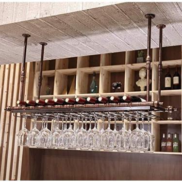 Imagem de Suporte de vinho rack de vinho estilo americano suporte de copo de vinho tinto moldura de copo de vinho tinto de cabeça para baixo suporte de copo de vinho rack de vinho (cor: tamanho B: 80 * 30 cm)