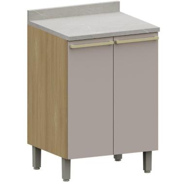 Imagem de Balcão De Cozinha Com Tampo 60cm 2 Portas Freijó/cinammon L01 - Mpozenato
