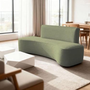 Imagem de Sofá Forma Orgânico 3 Lugares Recepção Sala Curvo Escritório menta