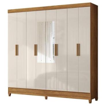 Imagem de Guarda Roupa Casal Marajó 8 Portas Freijó Off White com Espelho  Moval