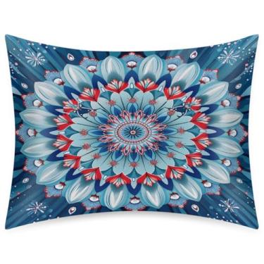 Imagem de Fronha de almofada de cetim de seda de tamanho padrão para cabelo e pele, capa de almofada macia antiderrapante com arte mandala étnica com fecho de envelope para dormir, mulheres, homens, crianças