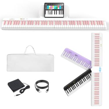 Imagem de AiJoy Piano com teclado dividido de 88 teclas – magnético destacável, portátil e ultraleve, piano de viagem de tamanho completo com teclas sensíveis, USB-MIDI, estojo de transporte, presente para