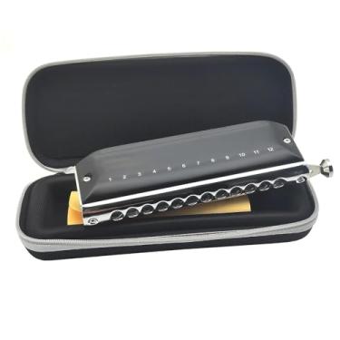 Imagem de Gaita cromática profissional 12 furos 48 tons sem válvula C