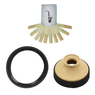 Imagem de Acessórios profissionais de saxofone 3 peças/conjunto de kit de silenciador de saxofone acessórios de sopro de madeira palhetas de saxofone alto Eb silenciador de saxofone peças de instrumento