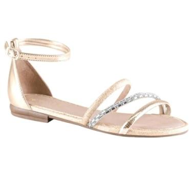 Imagem de Sandalia Via Uno Rasteirinha Ref 859021slavv Ouro Light/tira Cristal/areia 038