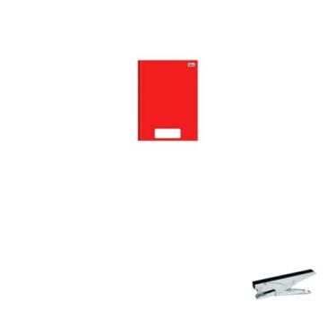 Imagem de Kit Caderno Brochura Capa Dura PEPPER Vermelho 80 Folhas + Grampeador Alicate HP45