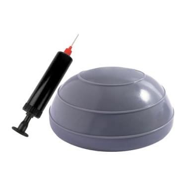 Imagem de KiBcsLic Bola de equilíbrio inflável de 16 cm de diâmetro, prática e portátil, com base antiderrapante e bomba de ar, ideal para academia em casa, ambientes, Cinza