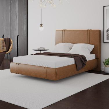 Imagem de Cama Flutuante Star Casal Couro Ecológico Pu - Skybox Cor Pu Caramelo