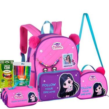 Imagem de Kit mochila escola infantil Luluca com lancheira estojo Clio