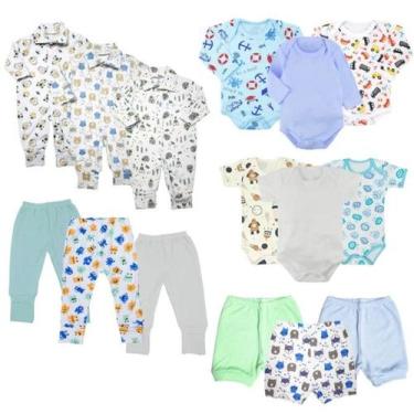 Imagem de Kit Enxoval Roupa de Bebê 15 Pças Body Mijão Short e Macacão - Koala B