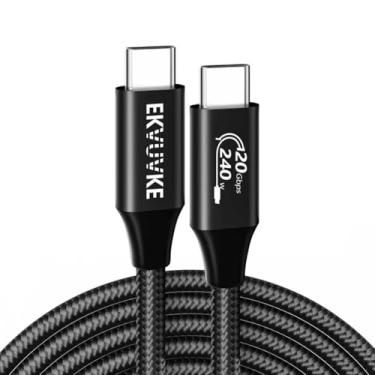 Imagem de Cabo de monitor USB C de 240 W, carregamento rápido PD3.1 e saída de vídeo 4/8K a 60Hz, transferência de dados de 20 Gbps USB 3.2 Gen 2x2 tipo C, cabo para monitor para iPhone 17/16, MacBook, iPad