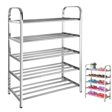Imagem de Sapateira Prateleira Inox 5 Andares Tenis Sapato Sandalia Calçado Rack Organizaçao Casa Entrada Multiuso