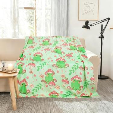 Imagem de Cobertor de flanela de sapo 127 x 152 cm - manta macia e aconchegante para sofá/cadeira/cama, decoração de casa de sapo, presente para amantes de animais, crianças e família