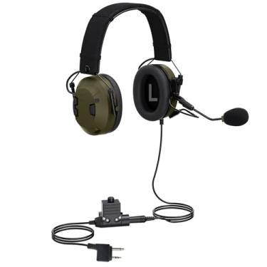 Imagem de stdgove Fone de ouvido tático para walkie talkie, captador de som, redução de ruído, fones de ouvido para caça e tiro, airsoft, proteção de ouvido para tiro, proteção de ouvido, microfone Ptt Boom