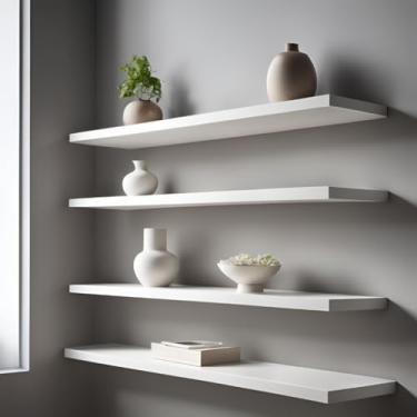 Imagem de Estante Branca – Adequada Para Nichos Em Casas De Banho, Quartos Ou Cozinhas(Branco,KIT Prateleira 50x10 CM)