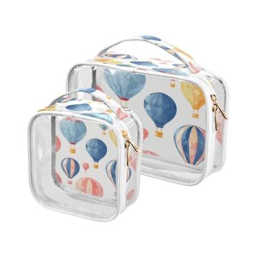 Imagem de xigua Bolsa de maquiagem com balões de ar quente para mulheres, bolsa de cosméticos de viagem, bolsa de higiene portátil à prova d'água para viagens, férias, organização de banheiro