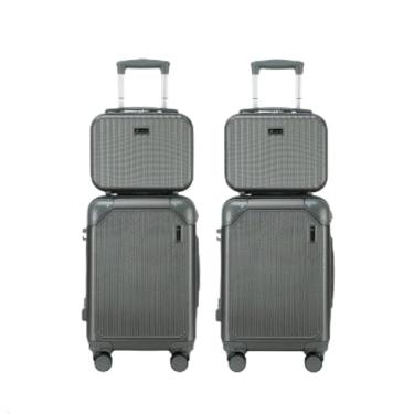 Imagem de Kit Mala de Viagem Reforçada 4 Peças – 2 Malas Bordo 10kg + 2 Necessaire/Frasqueira, Rodinhas 360°, Rígida, Expansível, Cadeado TSA | Ideal para Avião, Turismo e Trabalho (Cinza)