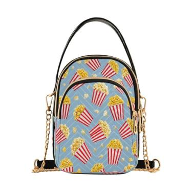 Imagem de CEBUGI Bolsa tiracolo feminina clutch para telefone, baldes de pipoca, elegante bolsa de ombro com alça de corrente removível
