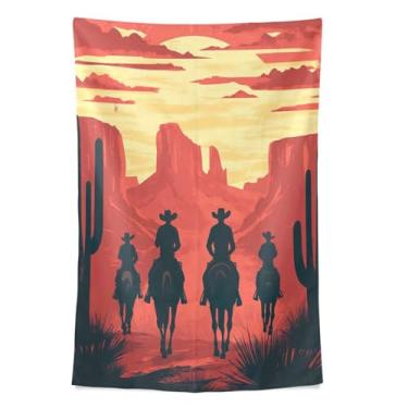 Imagem de STAYTOP Tapeçaria de parede de caubói do deserto ocidental tapeçarias para decoração de casa decoração de dormitório sala de estar quarto tapete de parede (60 × 51 polegadas)